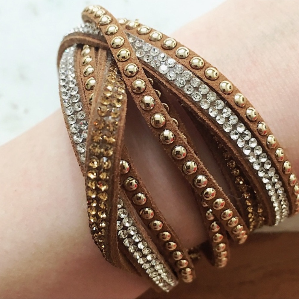 🧸 faux suede studded wrap bracelets